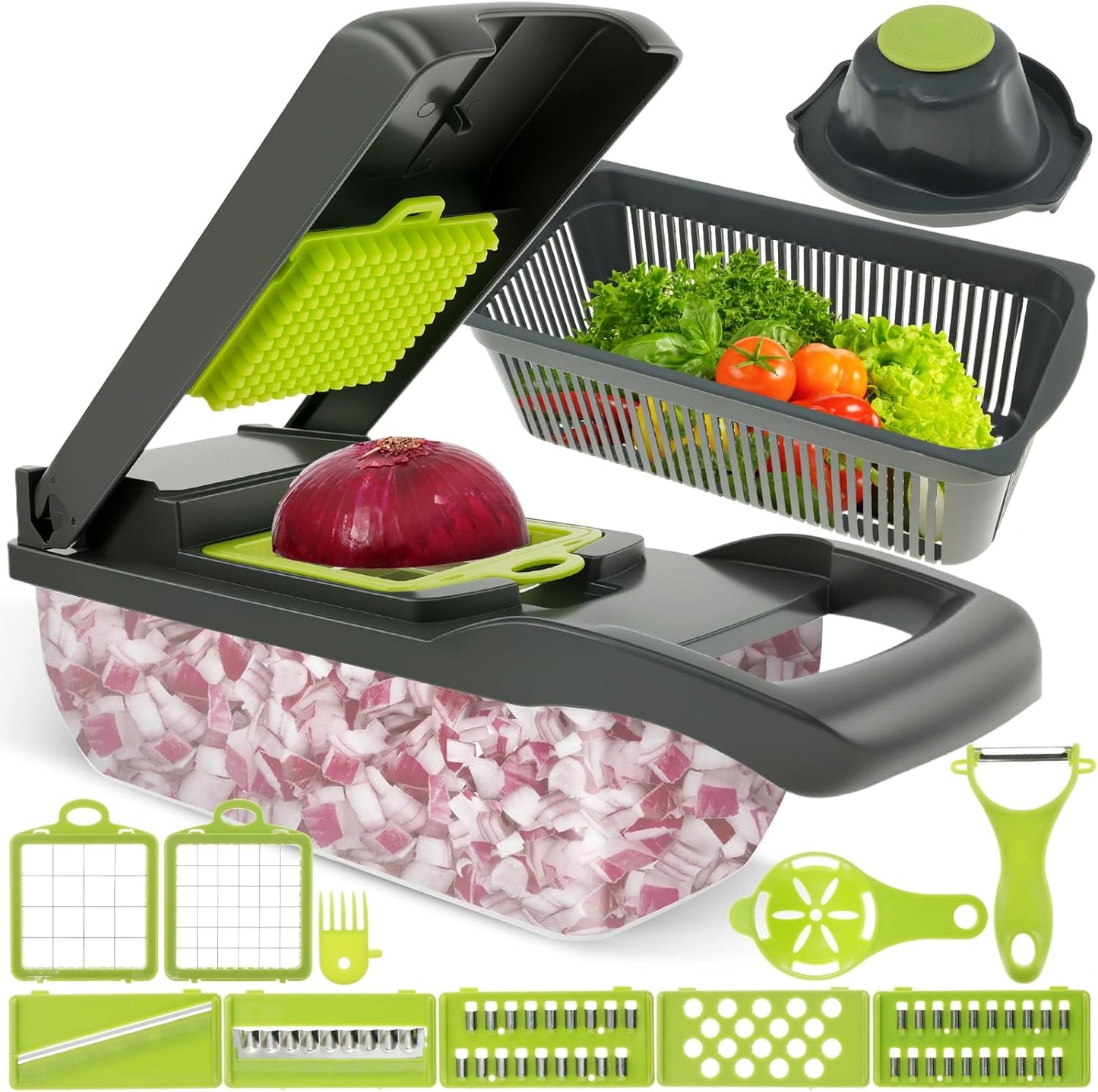 Vegetable Chopper Set with Replaceable Stainless Steel Blades